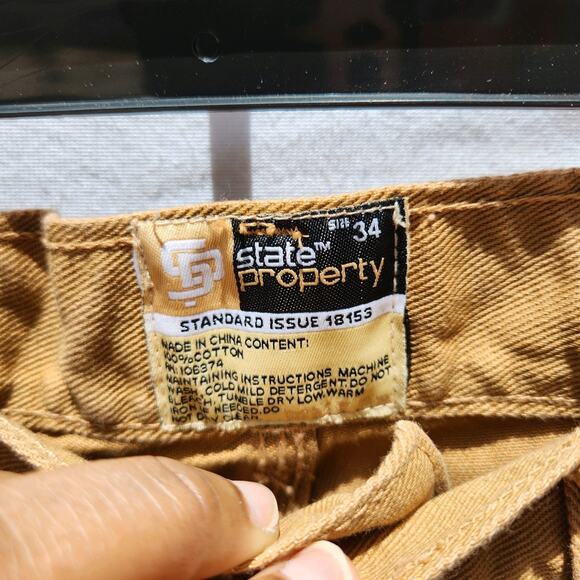 Vintage 2000s State Property Tan Jeans Roca Wear Pants Men's 34x26 Y2K Baggy - Picture 8 of 9